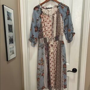 ODDY M Floral Patchwork blue Dress